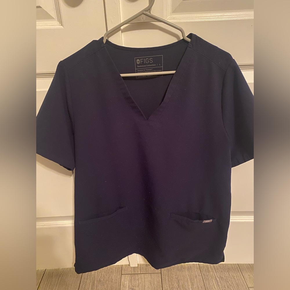 Womens Figs Navy scrub top